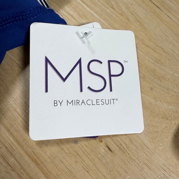 MSP by Miraclesuit NWT High Neck Tank Interior Bra Core Control Size M Blue - Picture 4 of 10